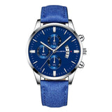 Stainless Steel  Leather Band Wrist Watch