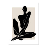 Abstract Matisse Body Line, Leaf Boho and Black Beige Canvas