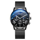 Fashion Sport Stainless Steel Case Leather Band  Business Wrist watch