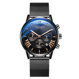 Fashion Sport Stainless Steel Case Leather Band  Business Wrist watch