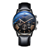 Fashion Sport Stainless Steel Case Leather Band  Business Wrist watch