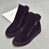 Women's Boots Warm Flockr Low Heels Zipper