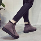 Women's Boots Warm Flockr Low Heels Zipper