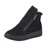 Women's Boots Warm Flockr Low Heels Zipper