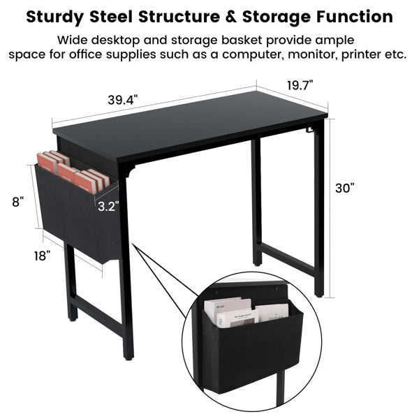 40“ Computer Table for Home Office Desk Black