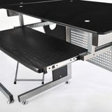 64 inches Modern L-Shaped Glass Top Office Workstation