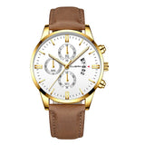 Stainless Steel  Leather Band Wrist Watch