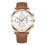 Stainless Steel  Leather Band Wrist Watch