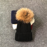 Female Fur Pom Poms hat