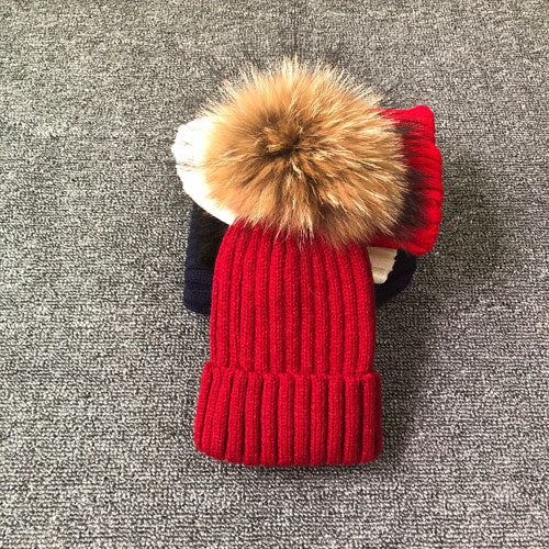 Female Fur Pom Poms hat