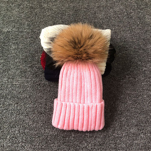 Female Fur Pom Poms hat