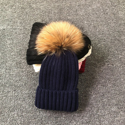 Female Fur Pom Poms hat