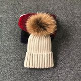 Female Fur Pom Poms hat