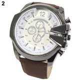 Stainless Steel Faux Leather Wrist Watch