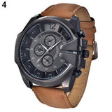 Stainless Steel Faux Leather Wrist Watch