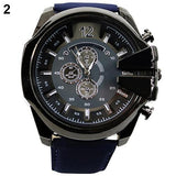 Stainless Steel Faux Leather Wrist Watch