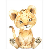 Watercolor Animal Poster A4 Elephant Tiger Cute Cartoon