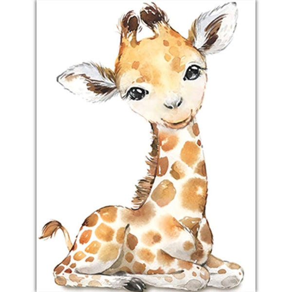 Watercolor Animal Poster A4 Elephant Tiger Cute Cartoon