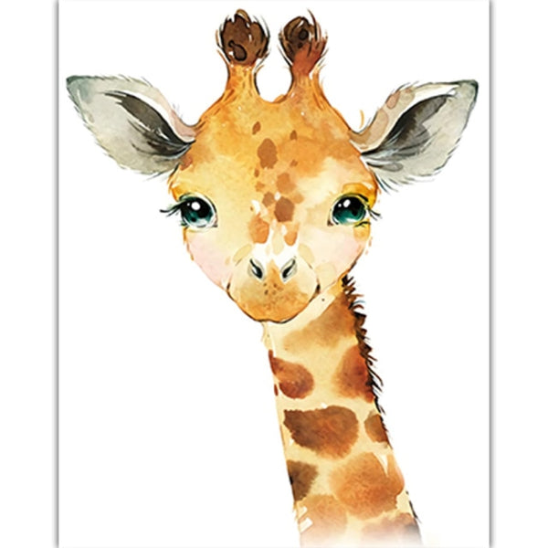 Watercolor Animal Poster A4 Elephant Tiger Cute Cartoon