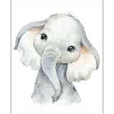 Watercolor Animal Poster A4 Elephant Tiger Cute Cartoon