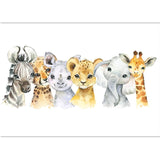 Watercolor Animal Poster A4 Elephant Tiger Cute Cartoon