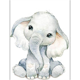 Watercolor Animal Poster A4 Elephant Tiger Cute Cartoon
