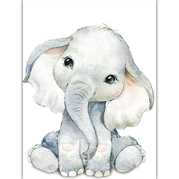 Watercolor Animal Poster A4 Elephant Tiger Cute Cartoon