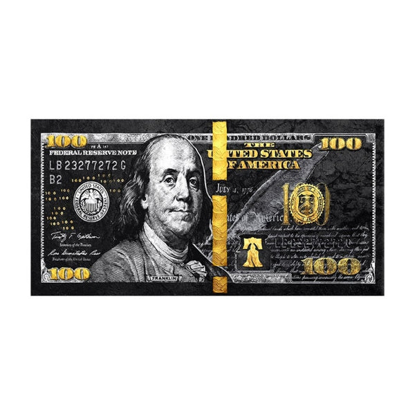 Wall Art Gold Colorful Hundred $ Money Painting
