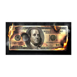 Wall Art Gold Colorful Hundred $ Money Painting
