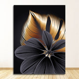 Nordic Black Golden Plant Leaf Poster