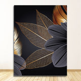 Nordic Black Golden Plant Leaf Poster