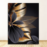 Nordic Black Golden Plant Leaf Poster