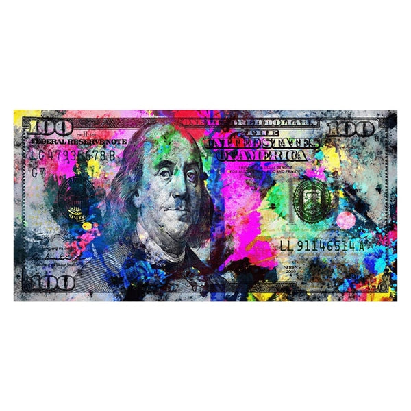 Wall Art Gold Colorful Hundred $ Money Painting