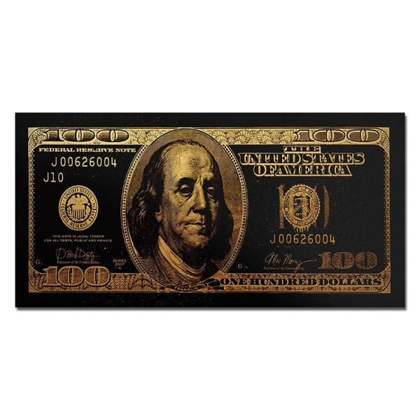 Wall Art Gold Colorful Hundred $ Money Painting