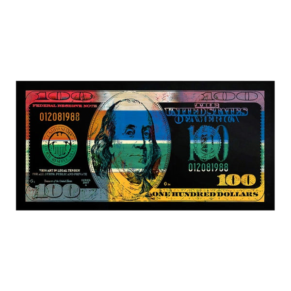 Wall Art Gold Colorful Hundred $ Money Painting
