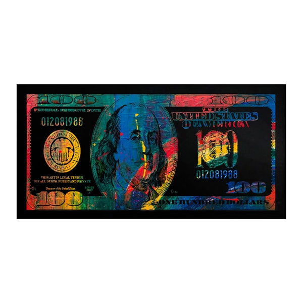 Wall Art Gold Colorful Hundred $ Money Painting
