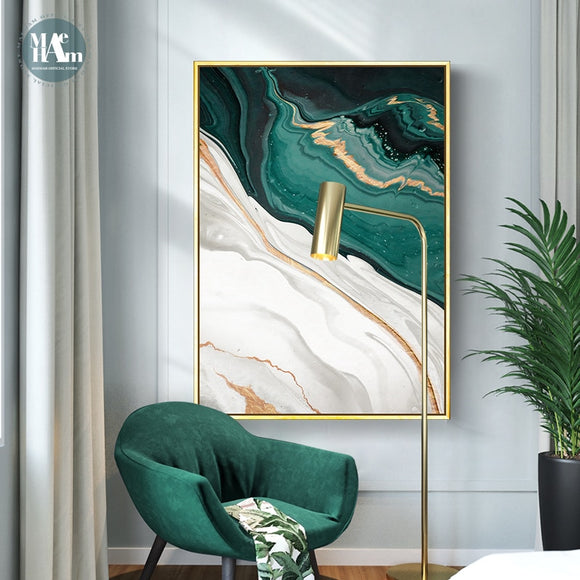 Abstract Gold Green foil lines Paints