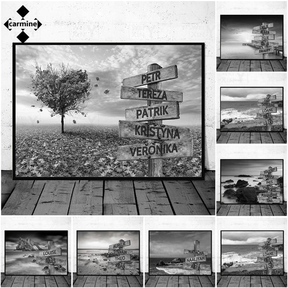 Wall Art Black and White Canvas Road Sign Posters