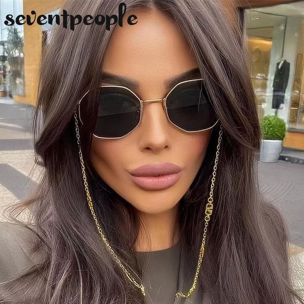 Irregular Sunglasses With Chain