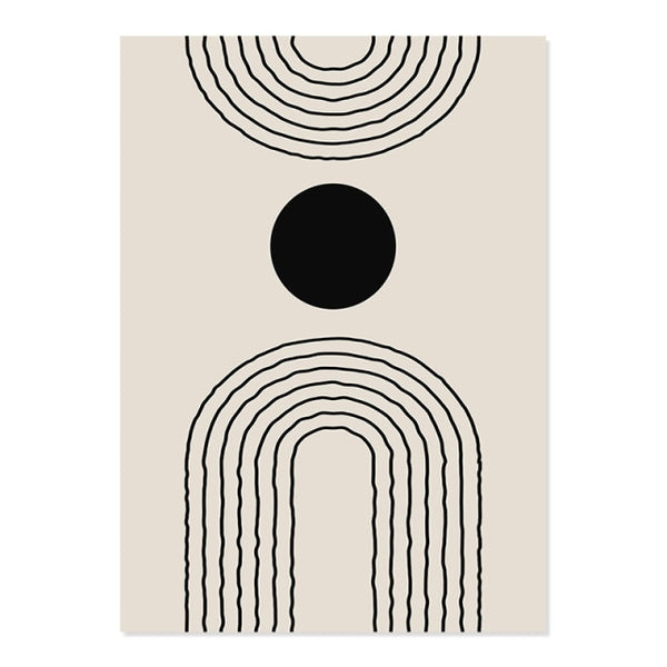Abstract Matisse Body Line, Leaf Boho and Black Beige Canvas