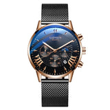 Fashion Sport Stainless Steel Case Leather Band  Business Wrist watch