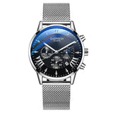 Fashion Sport Stainless Steel Case Leather Band  Business Wrist watch