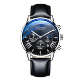 Fashion Sport Stainless Steel Case Leather Band  Business Wrist watch