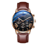 Fashion Sport Stainless Steel Case Leather Band  Business Wrist watch