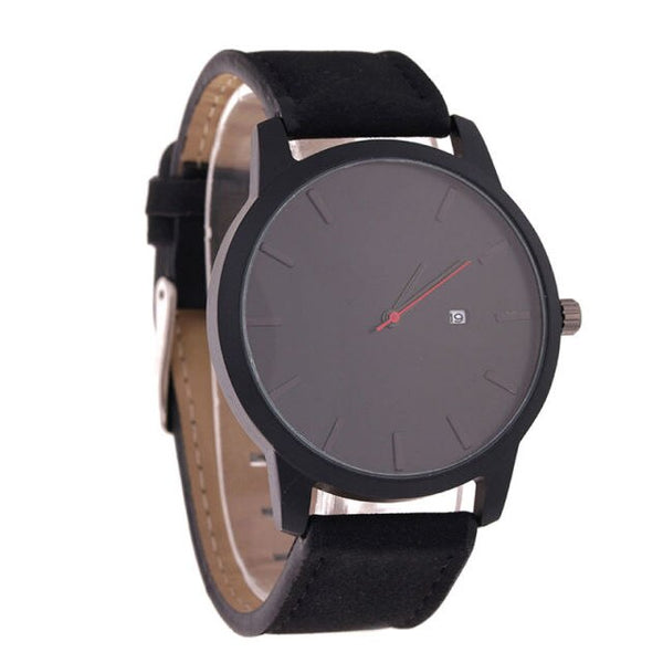 Sport Stainless Steel Case  Leather Wrist Watch