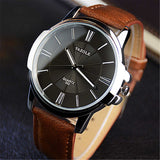 Stainless Steel Case Leather Band Watch