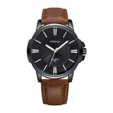 Stainless Steel Case Leather Band Watch