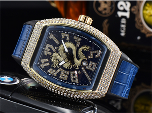Dragon Style Watch  With Calendar Leather Wristwatch