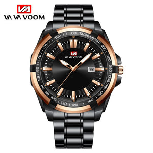 Business Black Face Gold Case Stainless Steel Waterproof Luminous