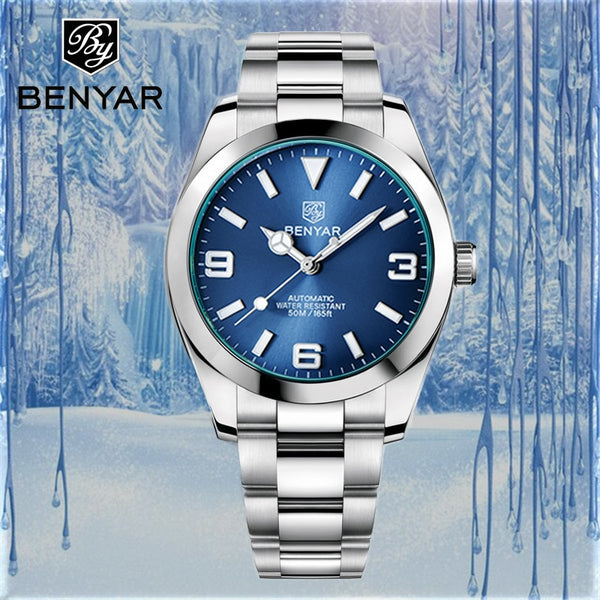 BENYAR Fashion 41mm stainless silvery Waterproof Watch